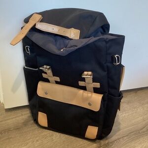 VENQUE CRAFT Backpack leather canvas black camel unisex recycled materials